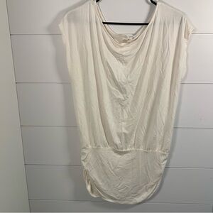 Boston Proper Tunic Blouse Shirt Off White‎ Women Sz L Soft Modal Minimalist